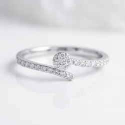 Bague Croisée Tête Ronde en Or 18K ou Platine | Celinni