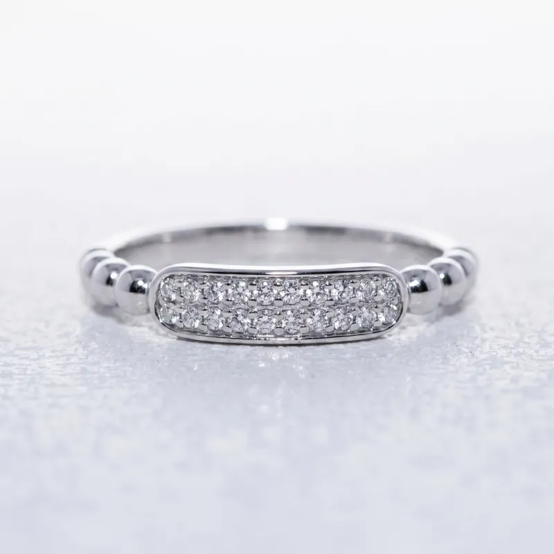 Bague Jonc Perlé Pavé en Or 18K ou Platine | Celinni