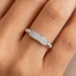 Bague Jonc Perlé Pavé en Or 18K ou Platine | Celinni