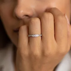 Bague Jonc Perlé Semé de Marquises en Or 18K ou Platine