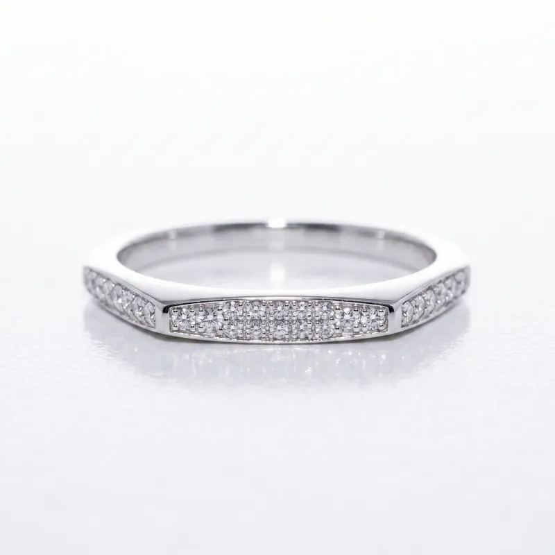 Bague Jonc Pavé Plaque en Or 18K ou Platine | Celinni