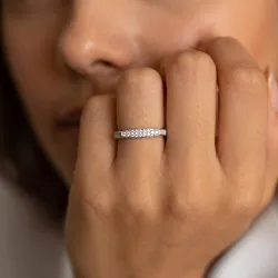 Bague Jonc Pavé Plaque en Or 18K ou Platine | Celinni