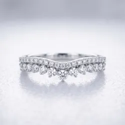 Bague Contour Chevron Pavé en Or 18K ou Platine | Celinni