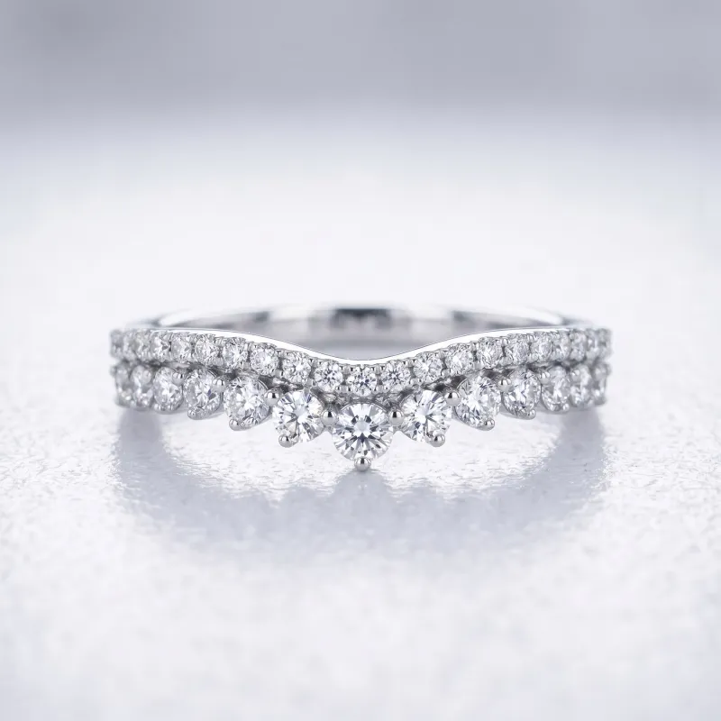 Bague Contour Chevron Pavé en Or 18K ou Platine | Celinni