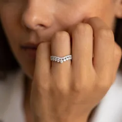 Bague Contour Chevron Pavé en Or 18K ou Platine | Celinni
