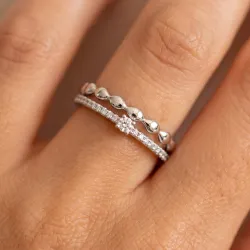 Bague Double Jonc Perlé Diamant en Or 18K ou Platine