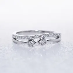 Bague Toi & Moi Gouttes Pavées en Or 18K ou Platine