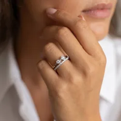 Bague Toi & Moi Gouttes Pavées en Or 18K ou Platine