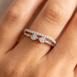 Bague Toi & Moi Gouttes Pavées en Or 18K ou Platine