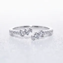 Bague Jonc Ouvert Cascade de Diamants en Or 18K ou Platine