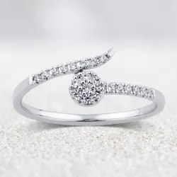 Bague Jonc Ouvert Diamants Dispersés en Or 18K ou Platine