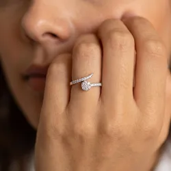 Bague Jonc Ouvert Diamants Dispersés en Or 18K ou Platine