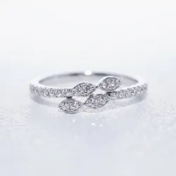 Bague Feuilles de Diamants en Or 18K ou Platine | Celinni
