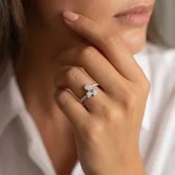 Bague Trio Pétales Diamants en Or 18K ou Platine | Celinni