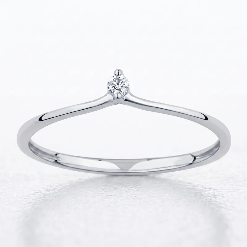 Bague Solitaire Chevron en Or 18K ou Platine | Celinni