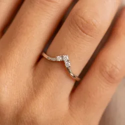 Bague Couronne Trio Diamants en Or 18K ou Platine | Celinni