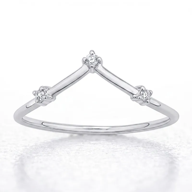 Bague Couronne Diamants Espacés en Or 18K ou Platine