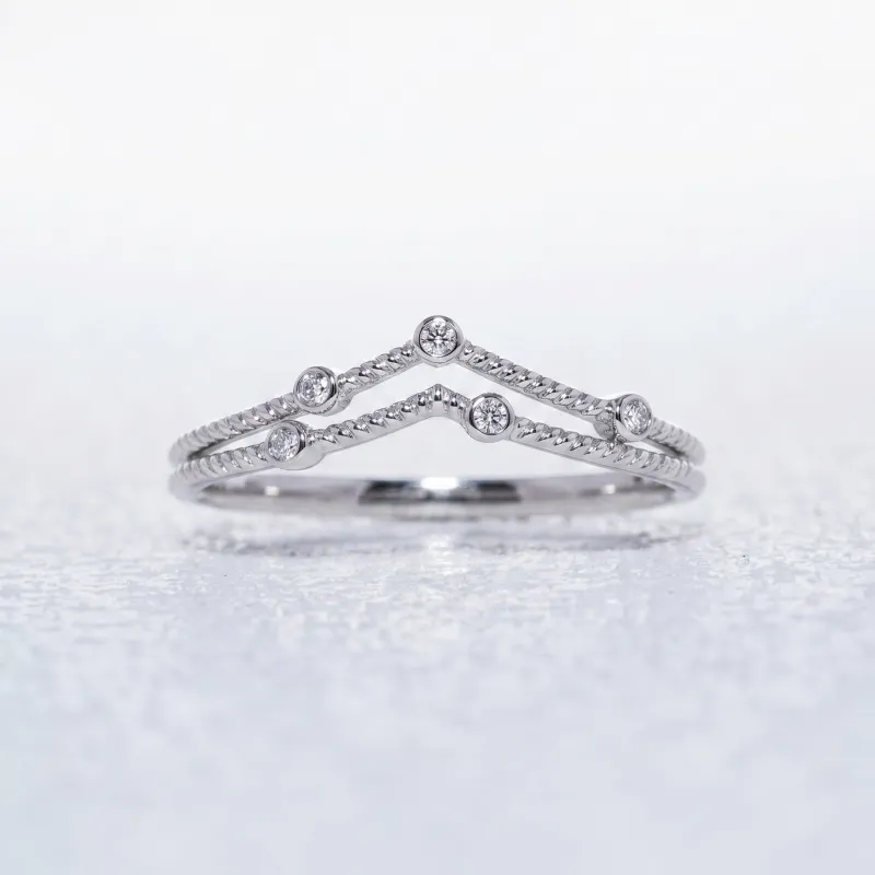 Bague Couronne Tiare Pavée en Or 18K ou Platine | Celinni