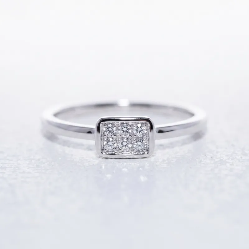 Bague Pavé Rectangle Diamants en Or 18K ou Platine | Celinni