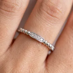 Bague Jonc Perlé Stations Pavées en Or 18K ou Platine