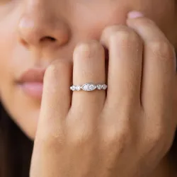 Bague Jonc Navette Diamants en Or 18K ou Platine | Celinni