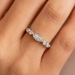 Bague Jonc Navette Diamants en Or 18K ou Platine | Celinni