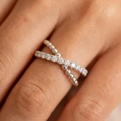 Bague Croisée Pavée Diamants en Or 18K ou Platine | Celinni
