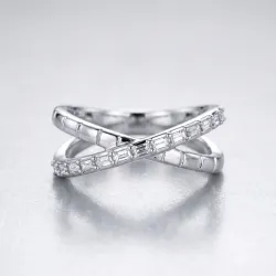 Bague Croisée Baguettes en Or 18K ou Platine | Celinni