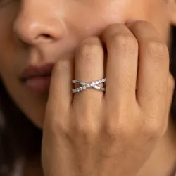 Bague Croisée Baguettes en Or 18K ou Platine | Celinni