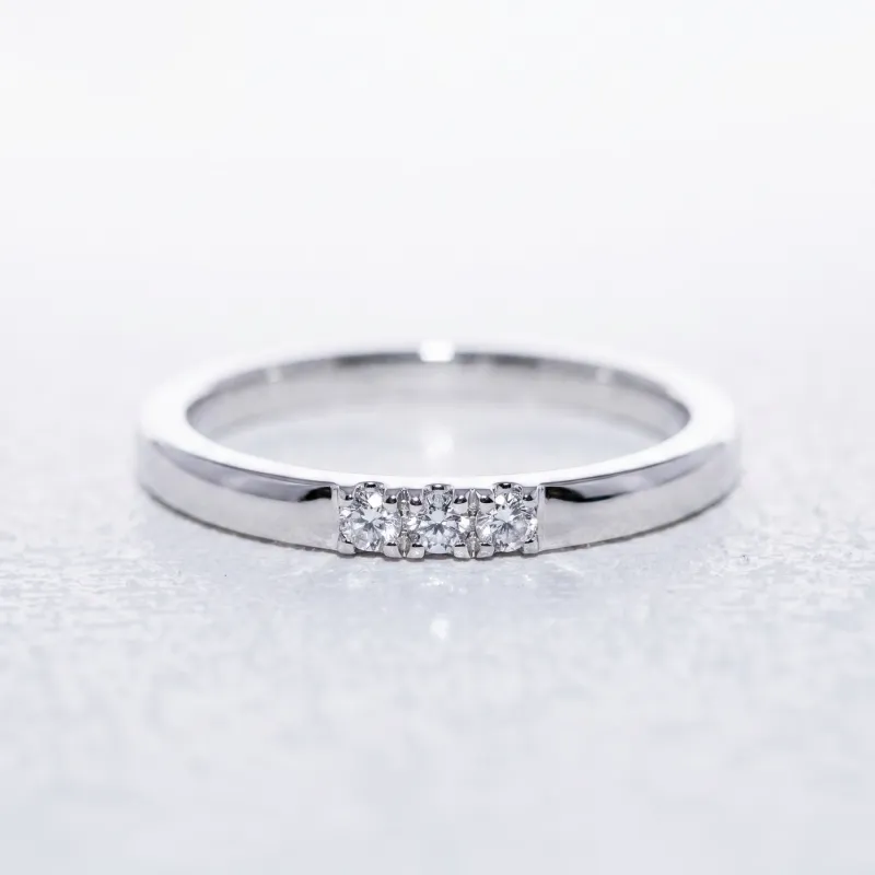 Bague Jonc Trois Diamants en Or 18K ou Platine | Celinni