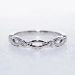 Bague Jonc Tressé Diamants en Or 18K ou Platine | Celinni