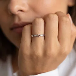 Bague Jonc Tressé Diamants en Or 18K ou Platine | Celinni