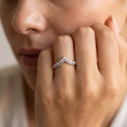 Bague Couronne Chevron Grènetée en Or 18K ou Platine