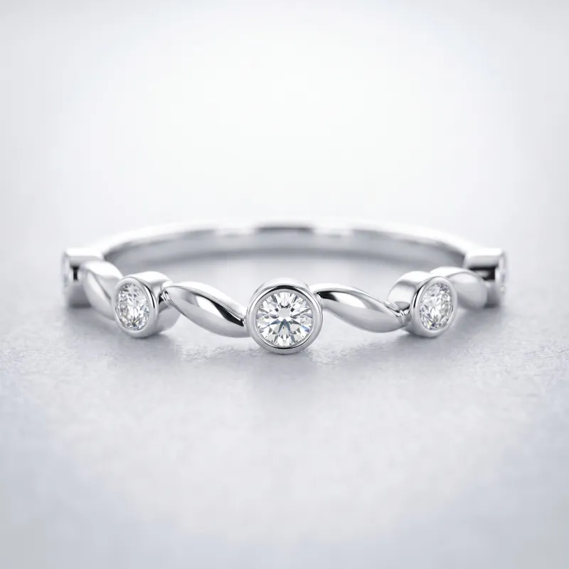 Bague Jonc Milgrain Navette en Or 18K ou Platine | Celinni