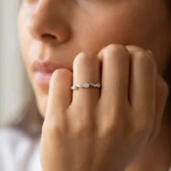 Bague Jonc Milgrain Navette en Or 18K ou Platine | Celinni