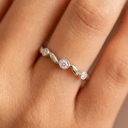 Bague Jonc Milgrain Navette en Or 18K ou Platine | Celinni