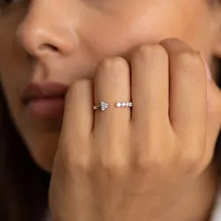 Bague Jonc Ouvert Trio Ligne en Or 18K ou Platine | Celinni