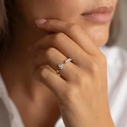 Bague Jonc Ouvert Trio Ligne en Or 18K ou Platine | Celinni