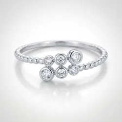 Bague Jonc Ouvert Diamants Sertis Clos en Or 18K ou Platine