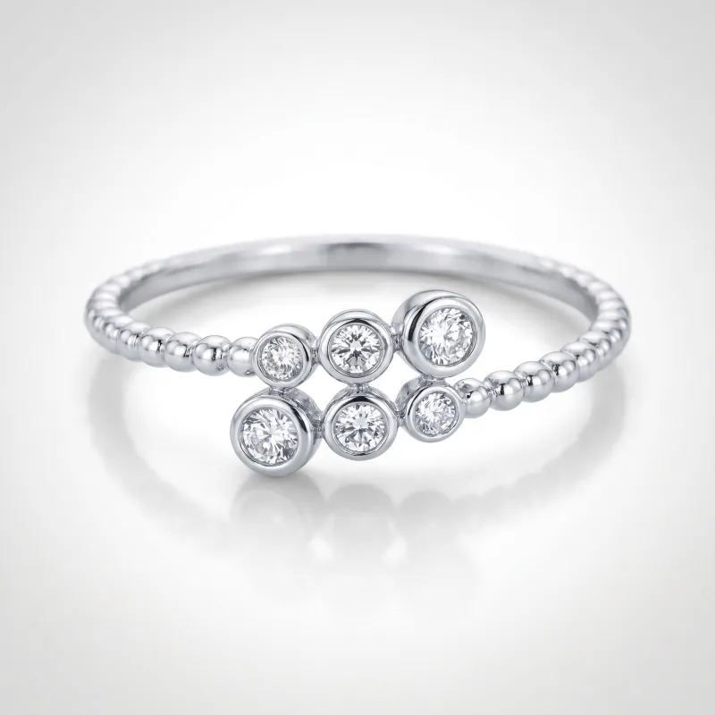 Bague Jonc Ouvert Diamants Sertis Clos en Or 18K ou Platine