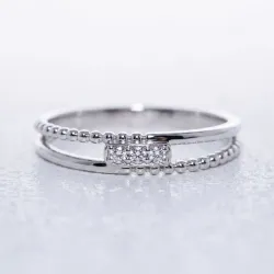 Bague jonc double perlé en or 18K ou platine – Celinni