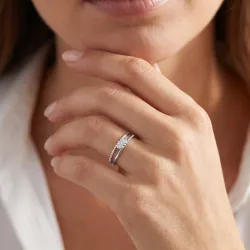 Bague jonc double perlé en or 18K ou platine – Celinni