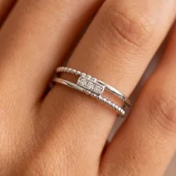 Bague jonc double perlé en or 18K ou platine – Celinni