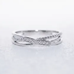 Bague Crois&eacute;e Diamants Perl&eacute;e en Or 18K ou Platine | Celinni