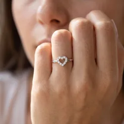 Bague Cœur Pavé Diamants en Or 18K ou Platine | Celinni