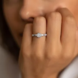 Bague Hexagone Pavé et Marquises en Or 18K ou Platine