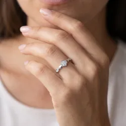 Bague Hexagone Pavé et Marquises en Or 18K ou Platine