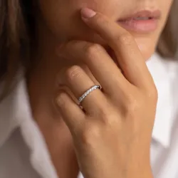 Bague Jonc Marquise Pavé en Or 18K ou Platine | Celinni