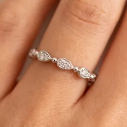 Bague Jonc Perlé Semé de Poires en Or 18K ou Platine