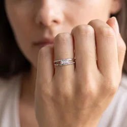 Bague jonc double perlé en or 18K ou platine – Celinni